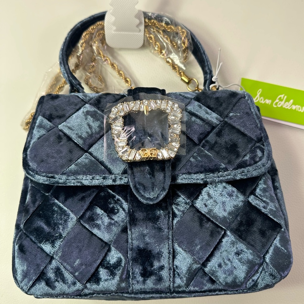 NEW SAM BRIT CRUSHED VELVET TOP HANDLE SHOULDER BAG BLUE
NWT!! - Picture 5 of 7